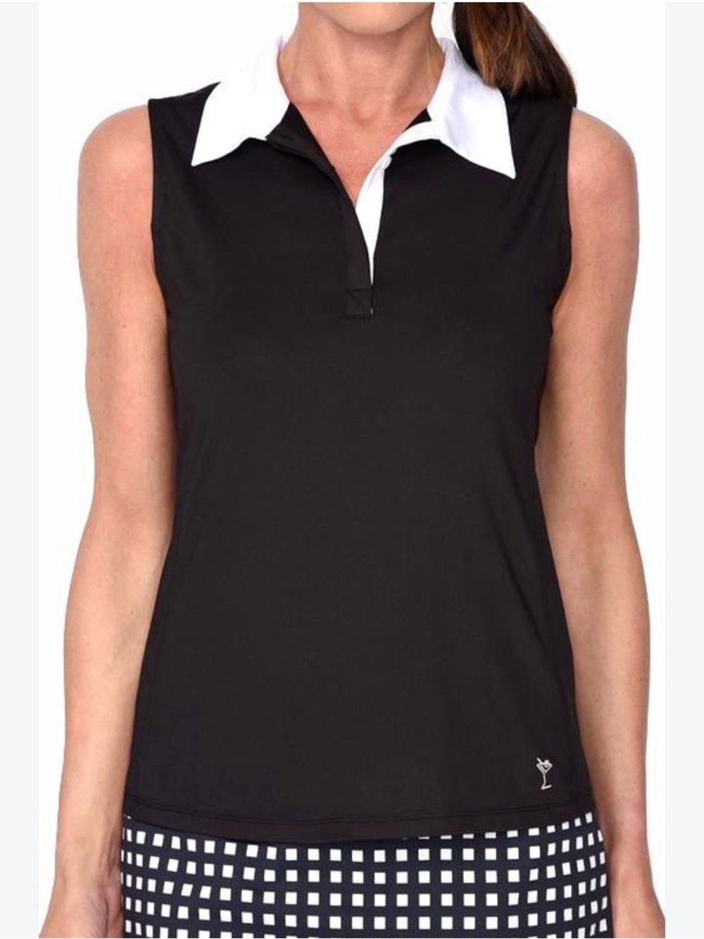 Golftini Sleeveless Performance Golf Polo Top Embroidered Logo Black Size XL
